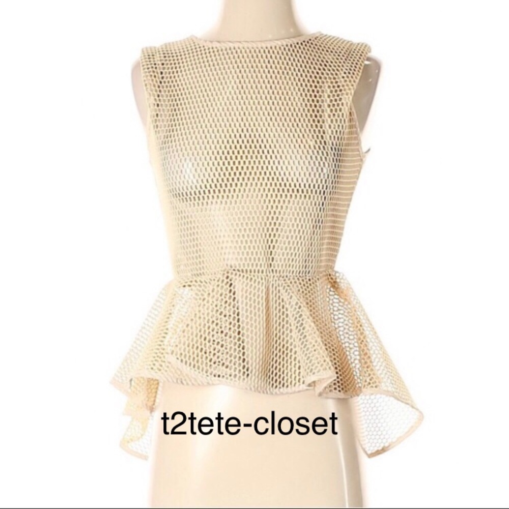 GRACIA peplum mesh top